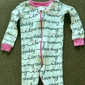 Girls Size 9-12 Months One Piece, Long Sleeve, Zip, Footie Pajamas